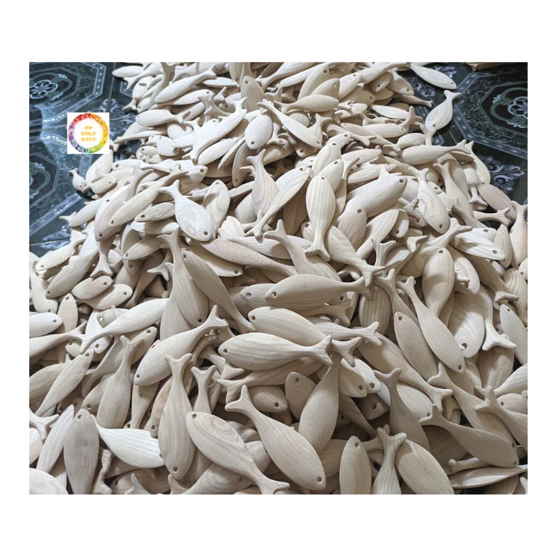 3D木製彫刻魚 - 無塗装の木製魚を塗り絵デザインに - 塗装済みの木製魚