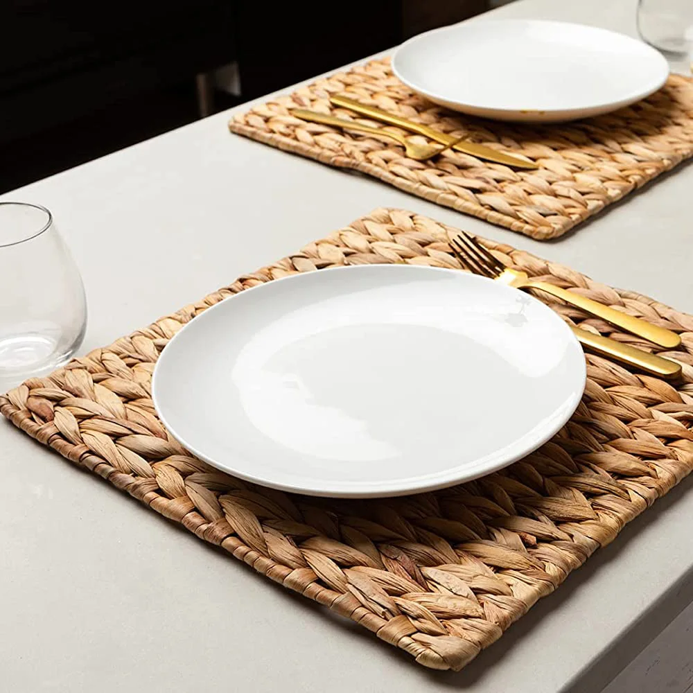 Braided Natural Water Hyacinth Square Placemat Set Of 4 Perfectly For ...