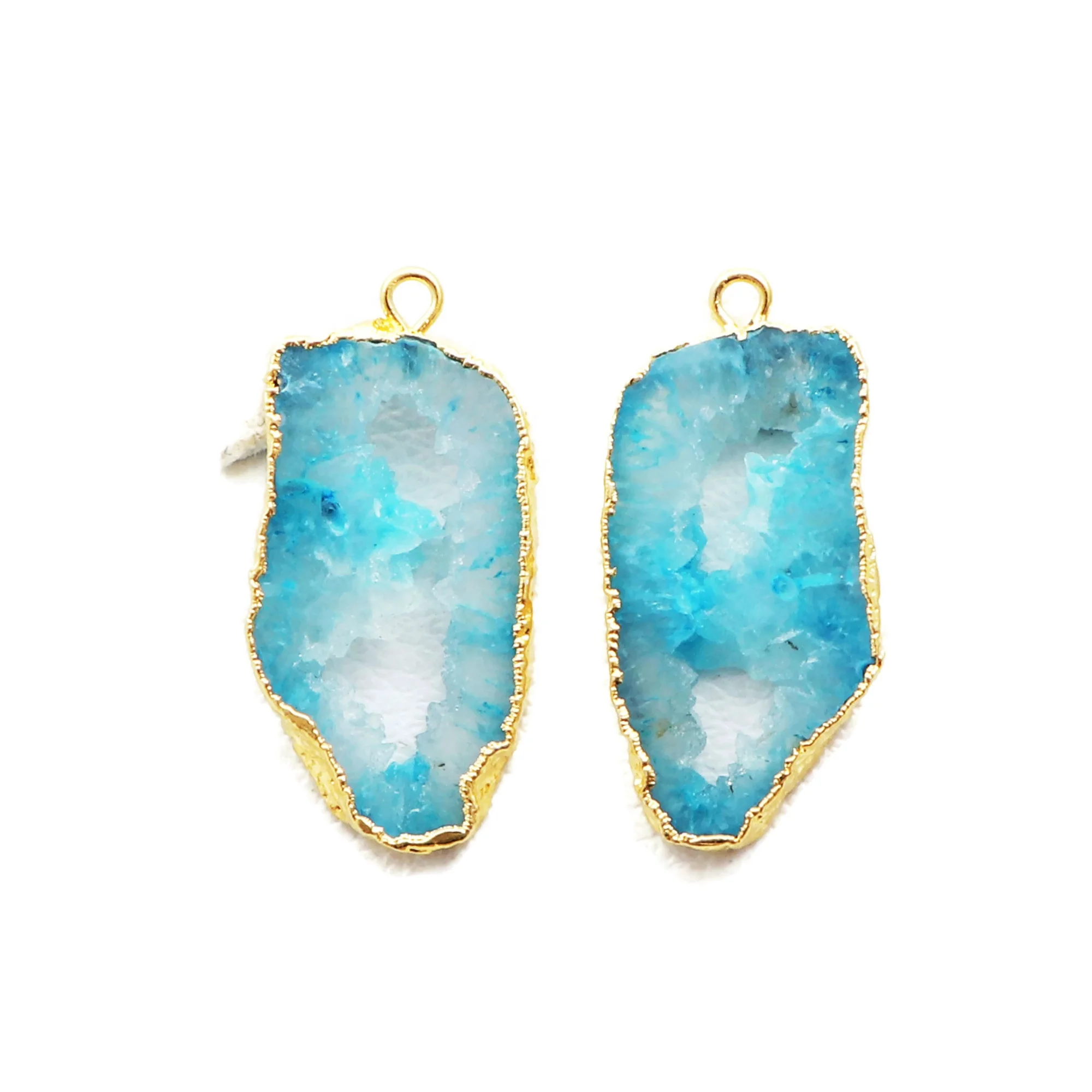 Crystal Slice Earrings Geode Earrings Gold Druzy Gold Earrings Agate