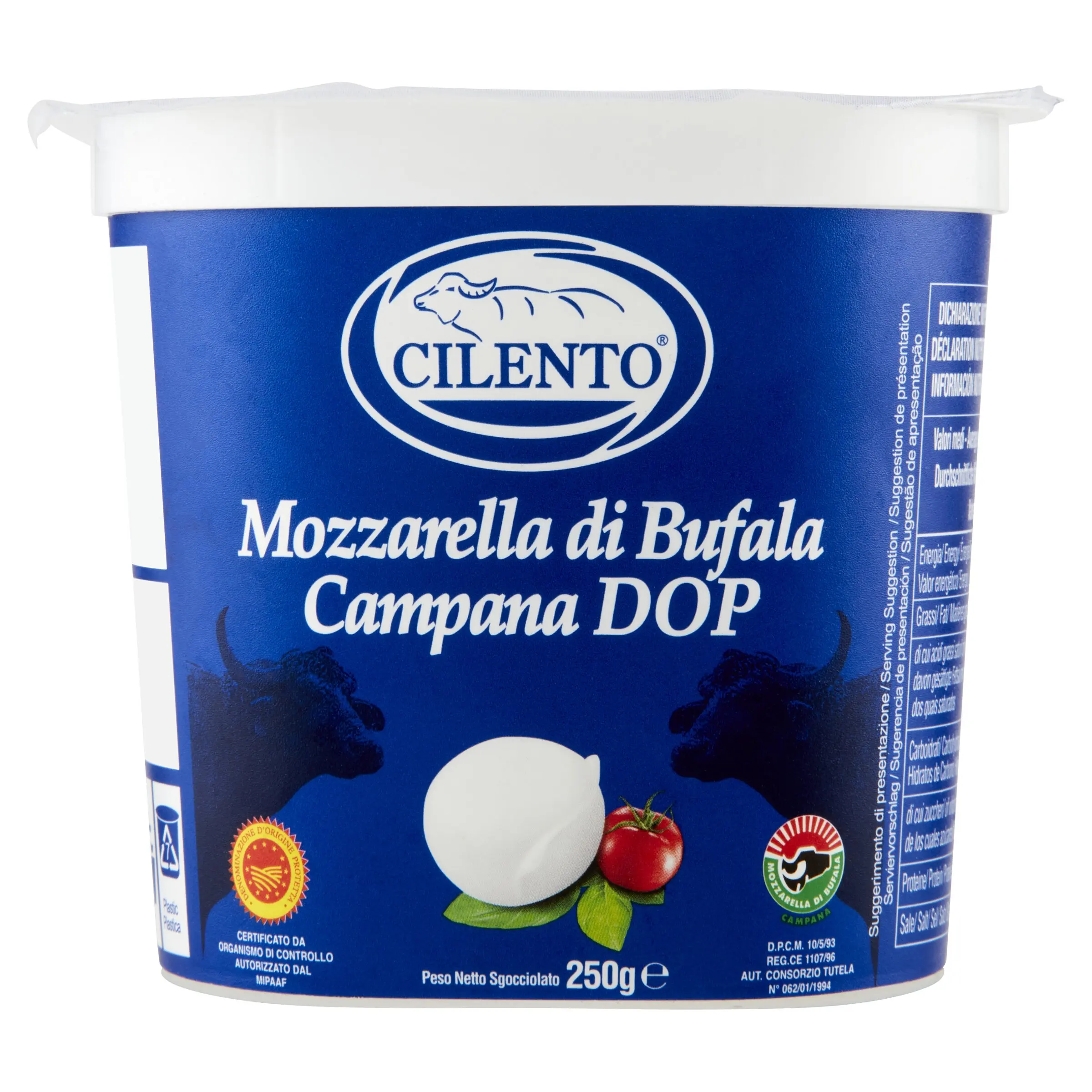Высококачественная итальянская свежая Сырная моззарелла ди буфала Campana PDO Ванна 250 г