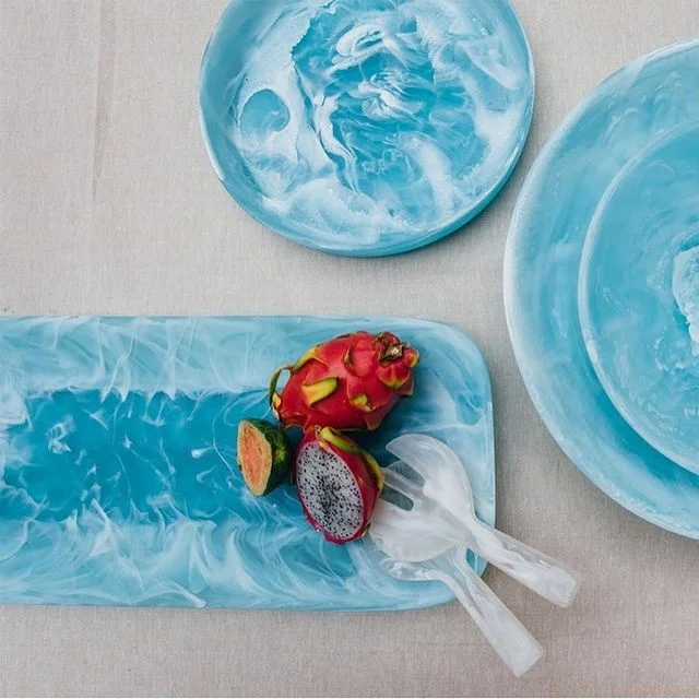 Resin Handmade Serving Tray With Unique Swirl Pattern and Marble Effect Modern Luxury Tray Used in Home and Hotel Decoration