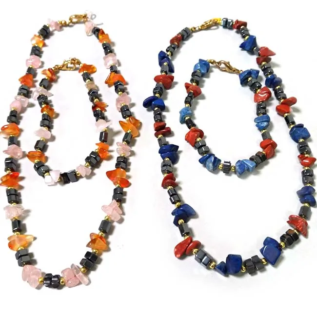 Hematite Necklace With Rose Quartz 