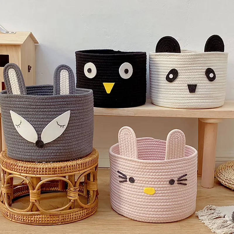 Cotton Woven Basket Rope Baby Closet Pet Toy Fabric Retro Cosmetic