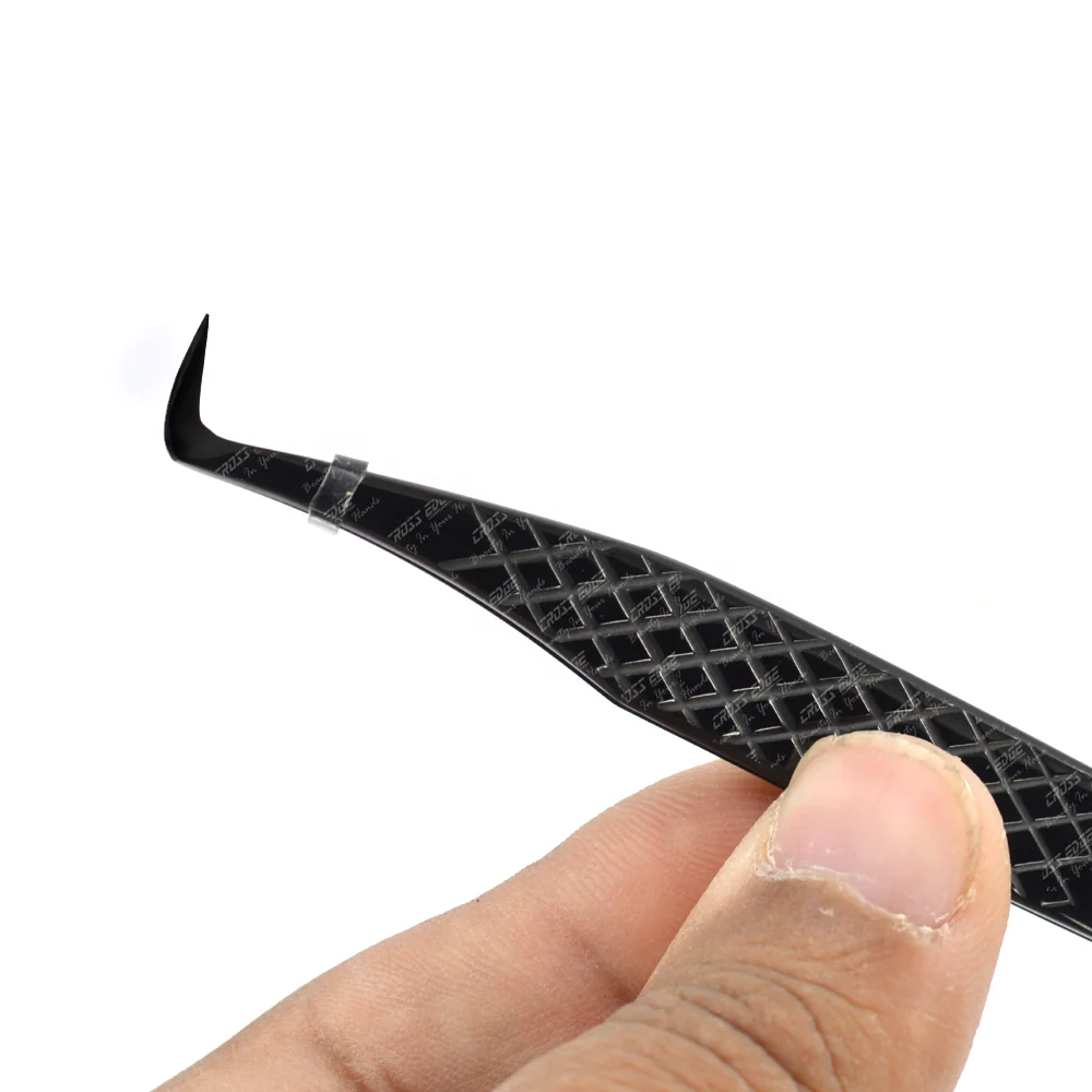 Пинцет из нержавеющей стали для наращивания ресниц черный объем