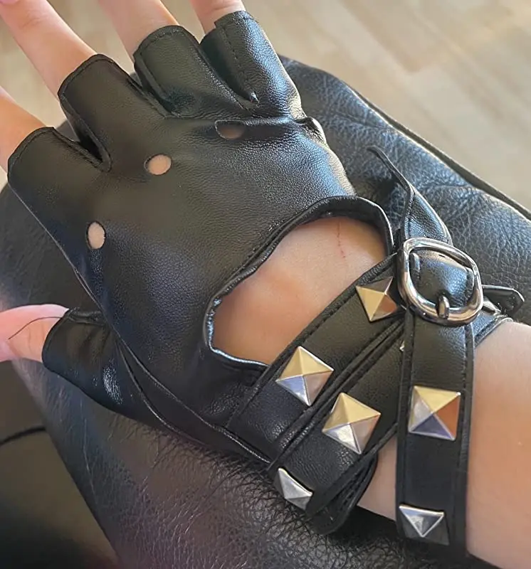 Женские Оригинальные кожаные перчатки с открытыми пальцами для выступлений