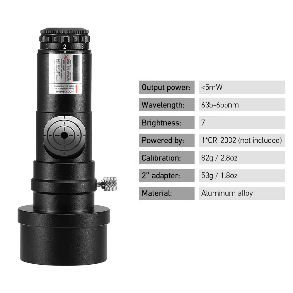 Collimatore Laser Per Telescopio - Oculare 1.25&rdquo; Con Adattatore 2&rdquo; E 7 Livelli Luminosit&agrave;