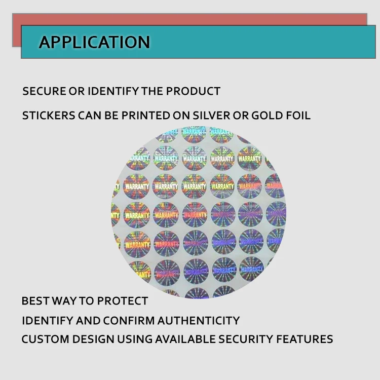 SV10c 1000 Custom Print 10 mm Tamper Evident Hologram Security Stickers 