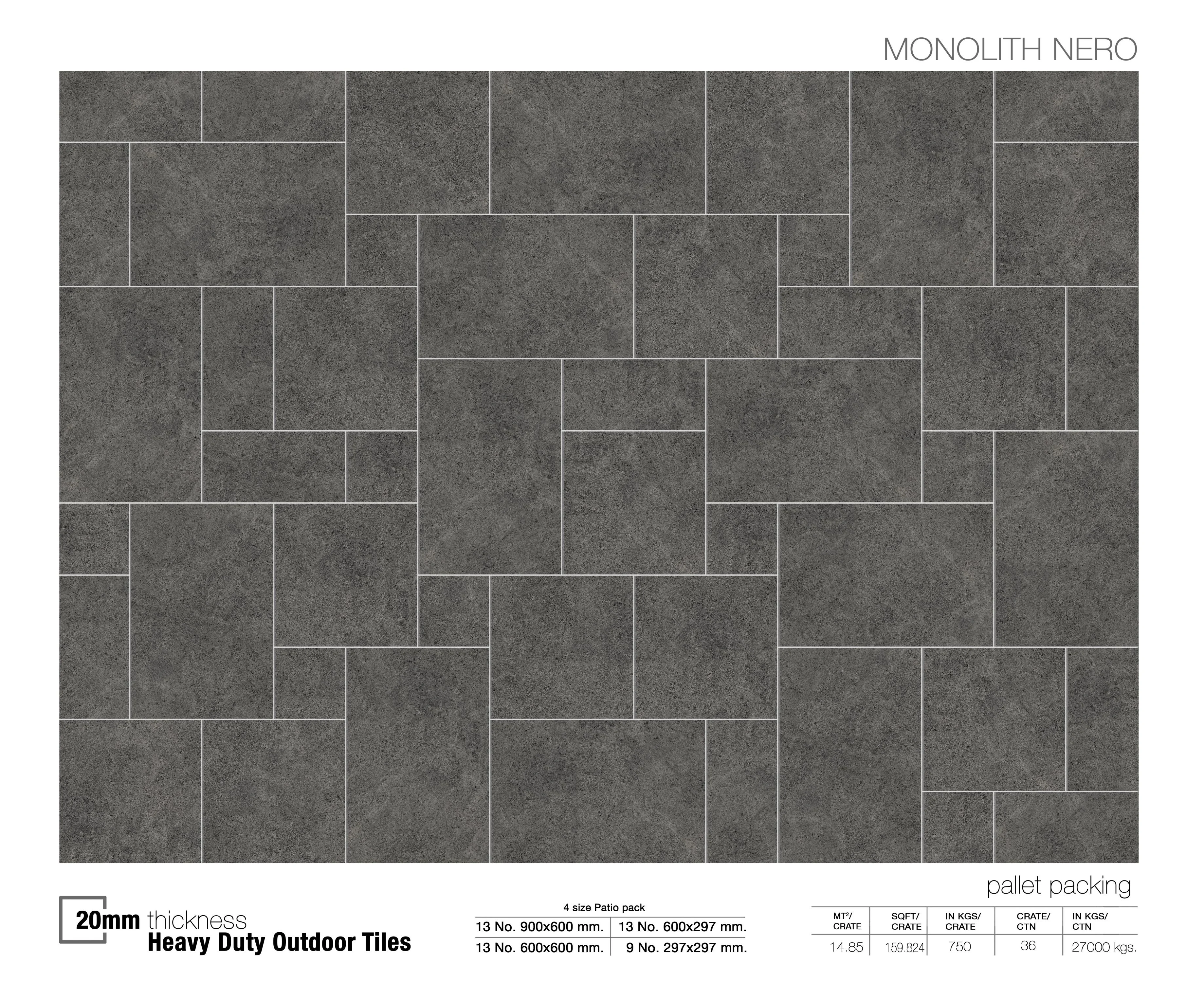 R11 Europe Export Quality Heavy Duty Porcelain Monolith Nero Outdoor Cheap Tiles 600x600x20mm Direct From Vistaar Factory India