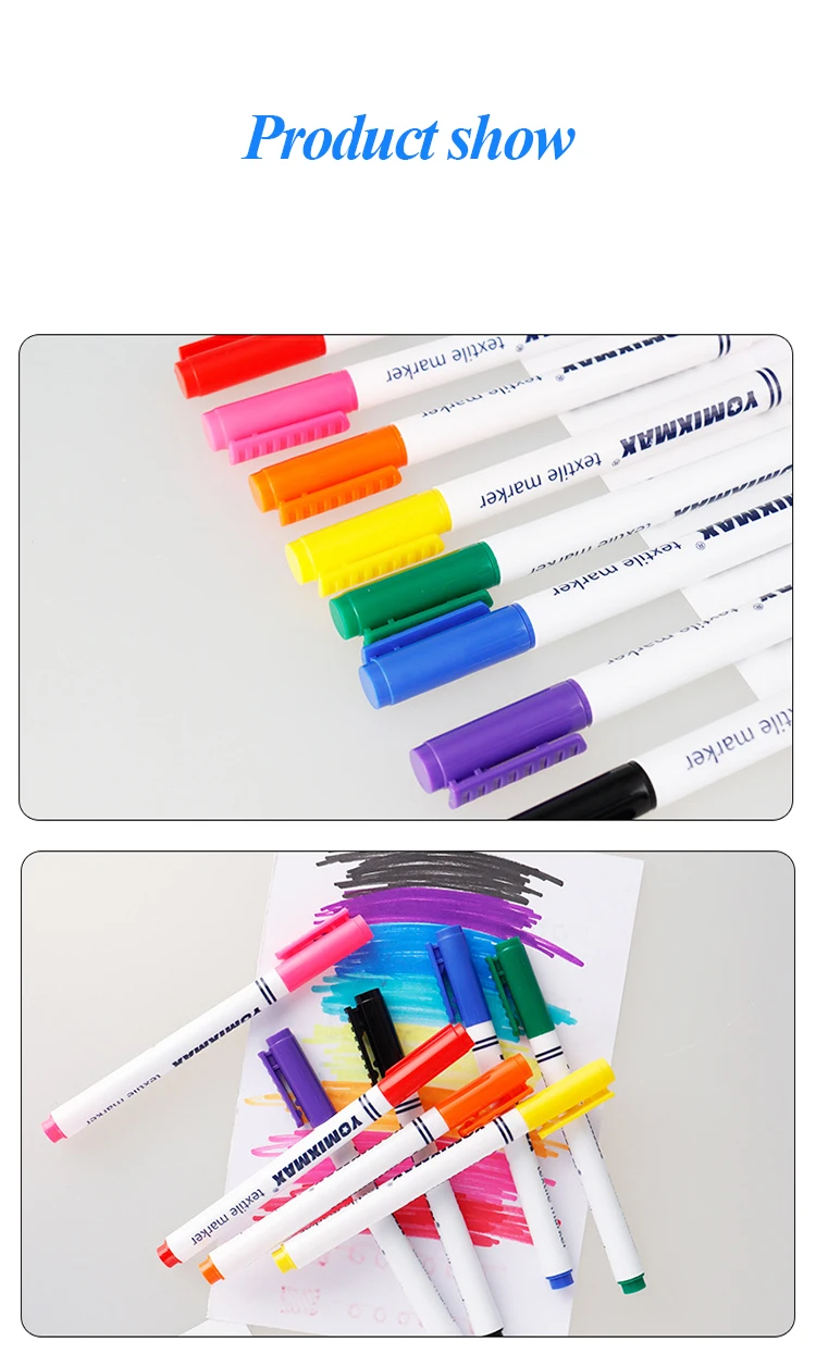 Yomixmax  12/box 12 Colours Permanent Waterproof Non-toxic Textile Fabric Marker Pen DIY Painting Shoe and t Shirt