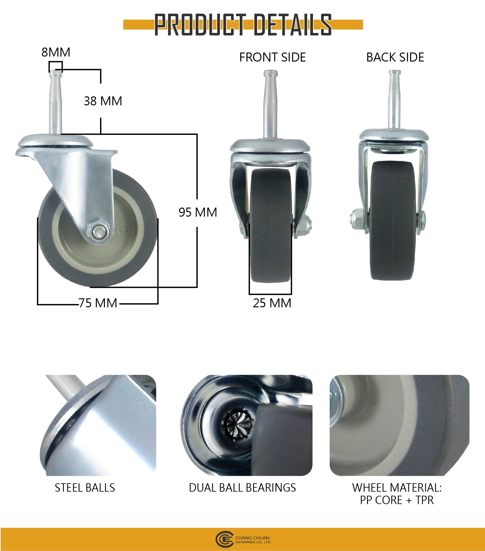 Cce Caster 3 Rubber Load Wheels For Shoe Chair Display Rack Buy 3