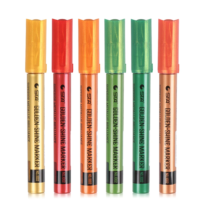 Sta 1002 Colours Golden Shine Superior Metallic Acrylic Graffiti  Paint Marker Pens for Art Super Gold