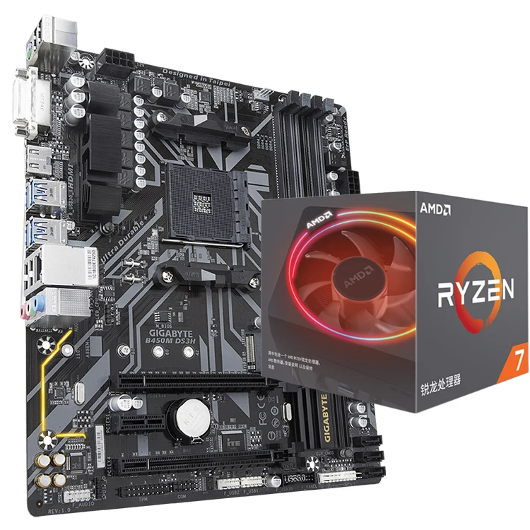 Gigabit B450M DS3H Motherboard Gaming Micro ATX bekas dengan AMD Ryzen  3600X 5600X prosesor Desktop