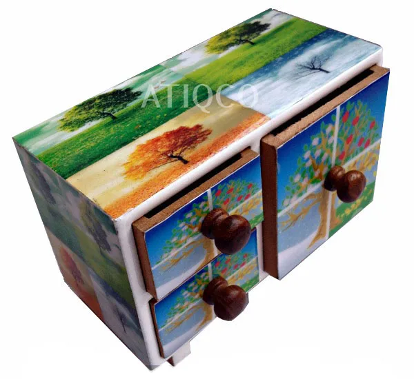 Indian Modern & Latest Design Wooden Painted Drawer Jewelry Chest American Flag Digital Print Latest & Modern Enamel Almirah