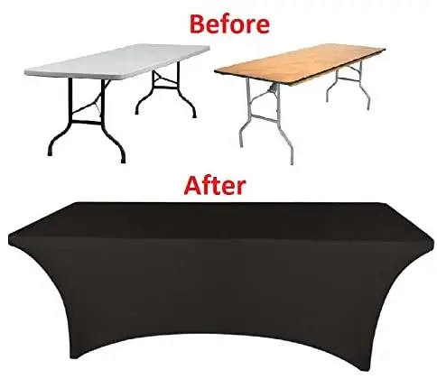 Spandex Fitted Stretch Table Cover for 6 ft or 4ft or 8ft Folding Table Rectangular Tablecloth for Party or Banquet