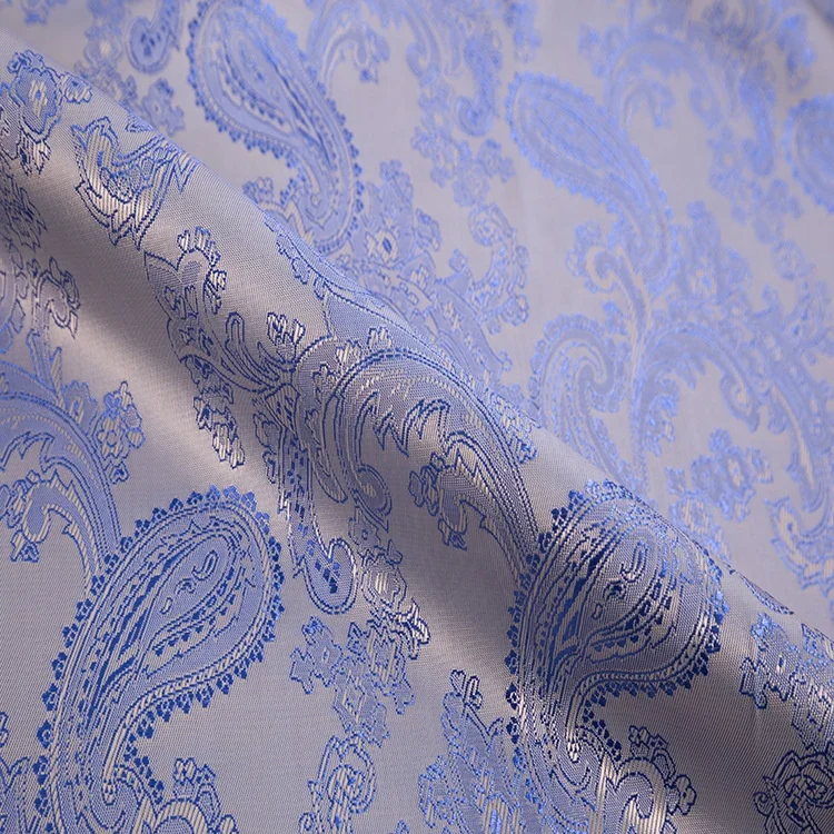 Hot sale 100% polyester jacquard taffeta fabrics paisley pattern soft lining fabric for garment