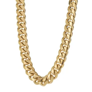 Fashion Men Hip Hop Jewelry 6mm 8mm 10mm 12mm 14mm 16mm 18K Gold Plated Cuban Chain Necklace
