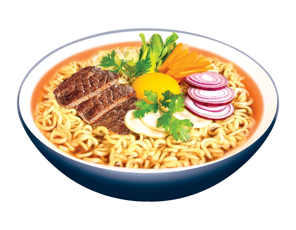 Artificial Spicy Beef Soup Flavour instant Noodle. Пряная лапша