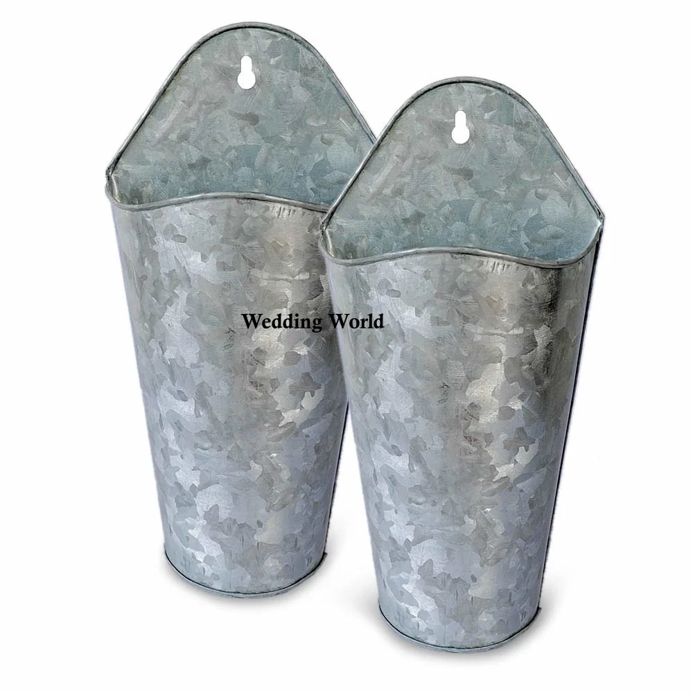 Cone Shape Galvanized Planter Customized Finished Handmade Planter Classic Stylish Wall Mounted Galvanized Planter