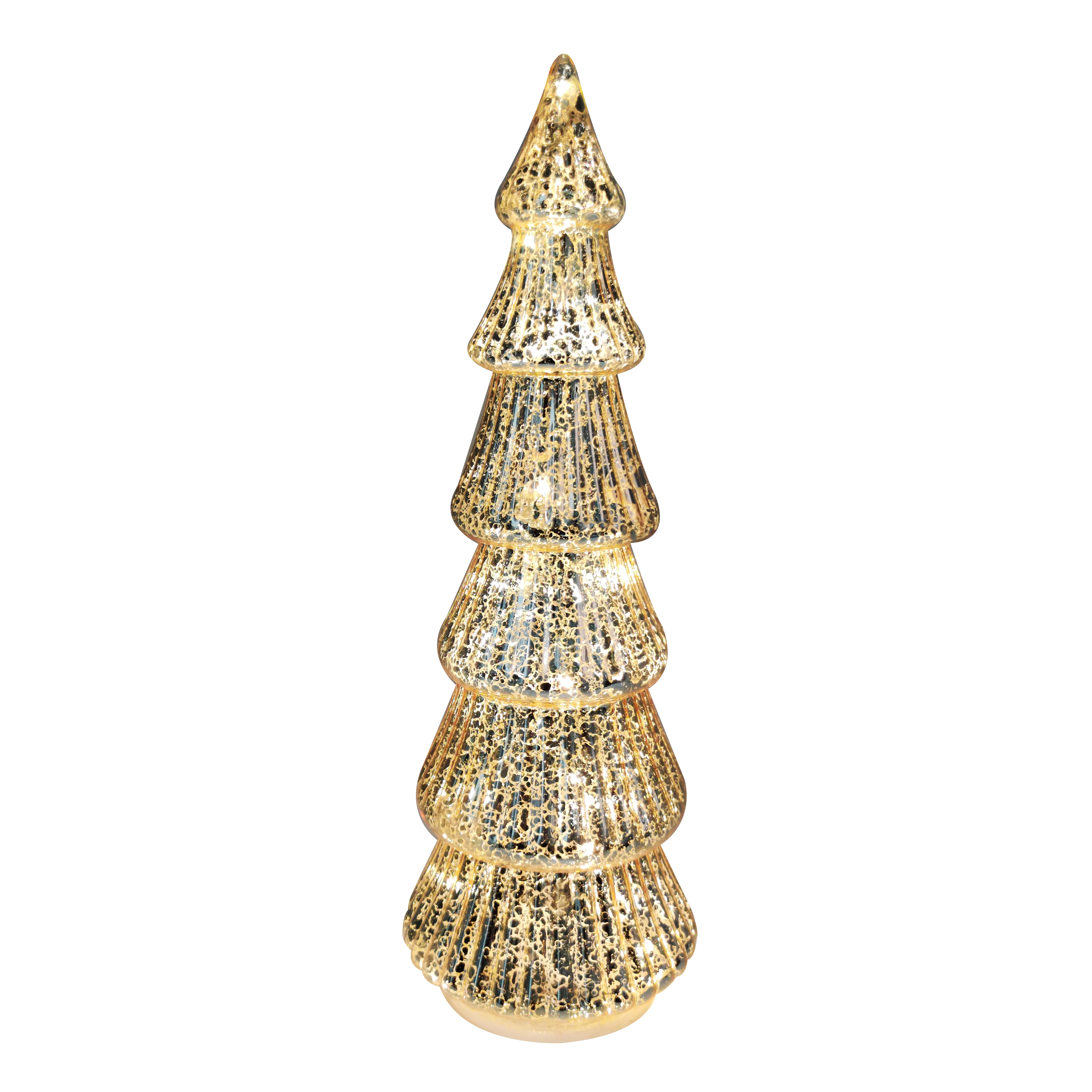 Factory hot selling glass christmas tree with led lights