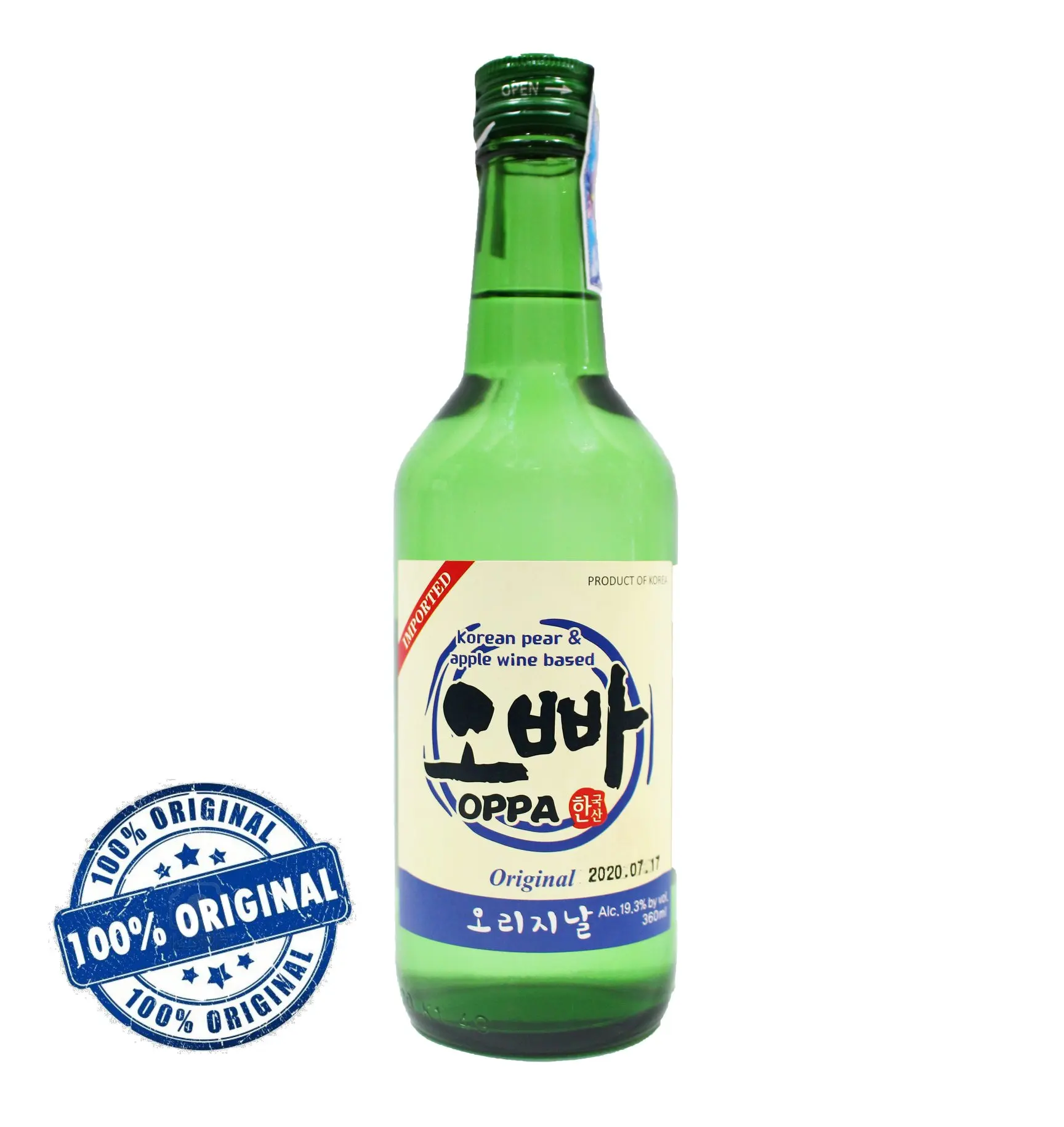 
High quality Korea hot selling beverage trendy alcohol Oppa Soju 360ml korean traditional drink soju melon flavor 