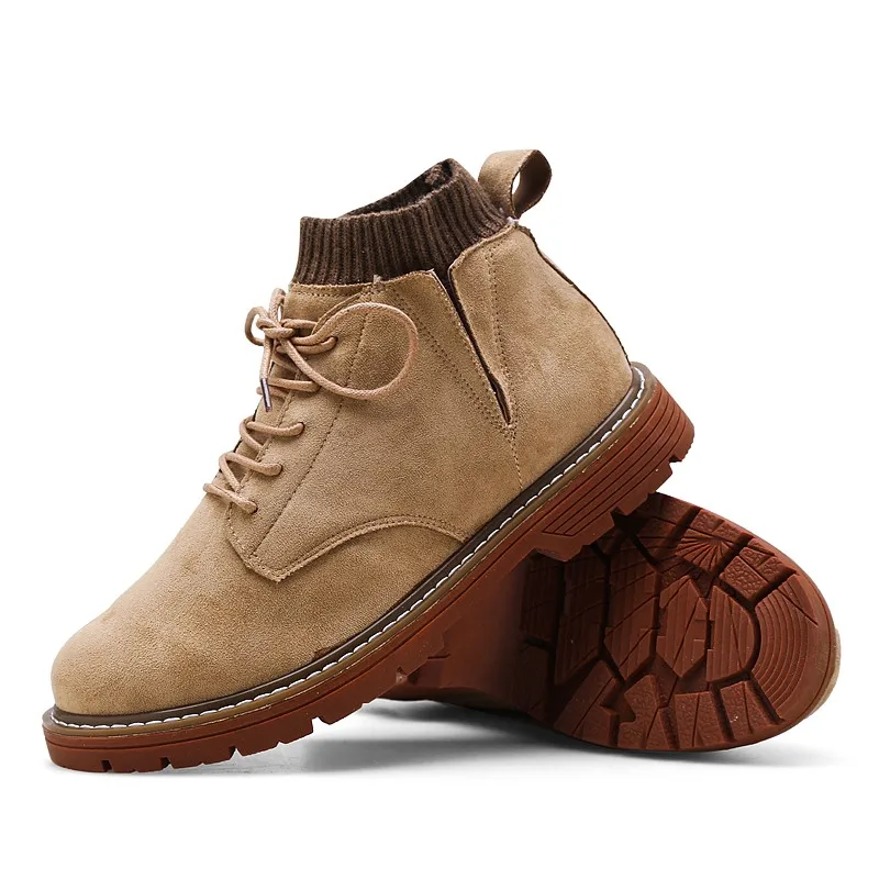 Оптовая продажа, модные ботинки, Уличная Повседневная стильная плюшевая теплая зимняя обувь с высоким воротником для мужчин