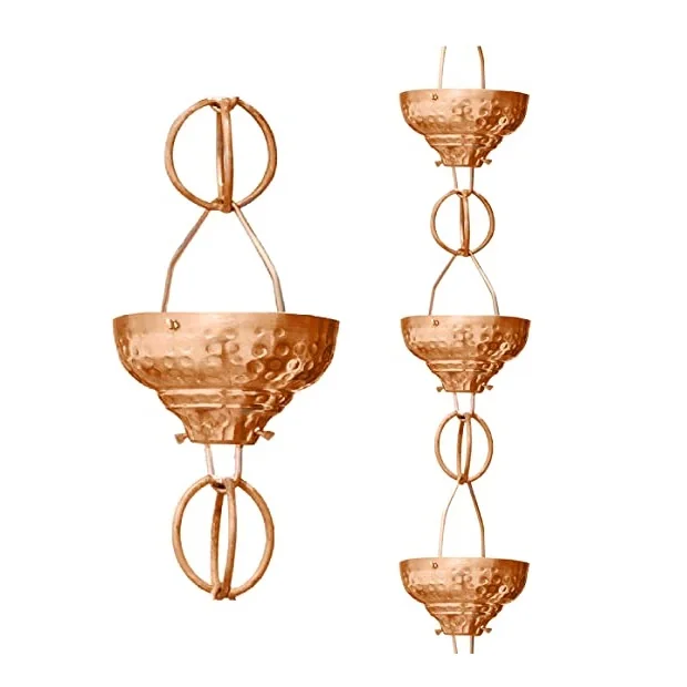 Copper Rain Chain Lotus Flower Metal Iron Copper Plated Outdoor House