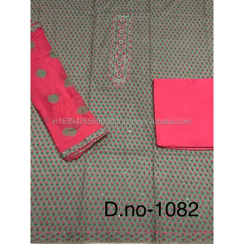 pure cotton embroidered dress material