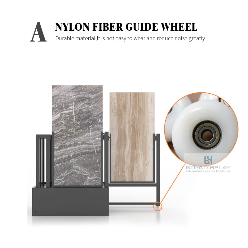 Latest Quartz Marble Stone Type Sliding Rotating Display Stand Flooring Panels Push Pull Ceramic Tile Display Rack Stand