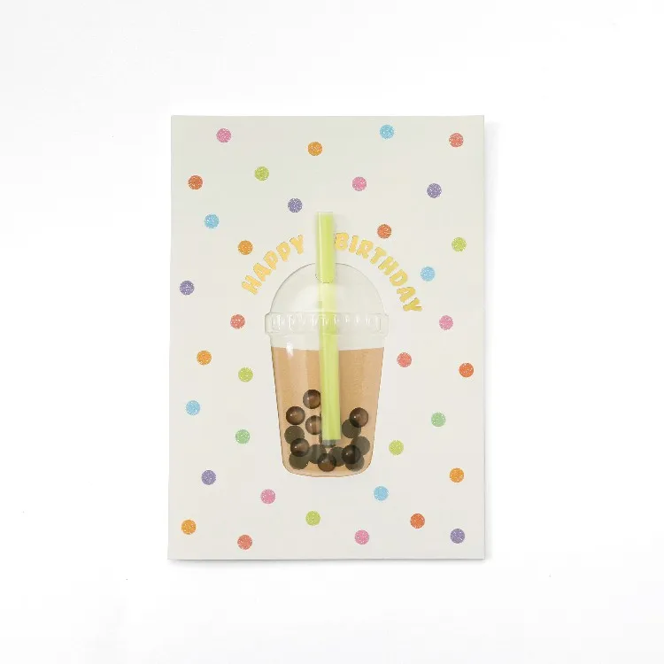 *[8] Classic Handmade Card Bubble Tea Birthday Greeting Card  Luxury Card