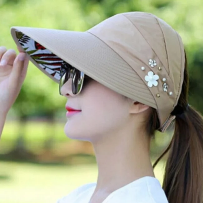 Шляпка от солнца с широкими полями для женщин, летняя уличная Складная пляжная шапка с защитой от ультрафиолета