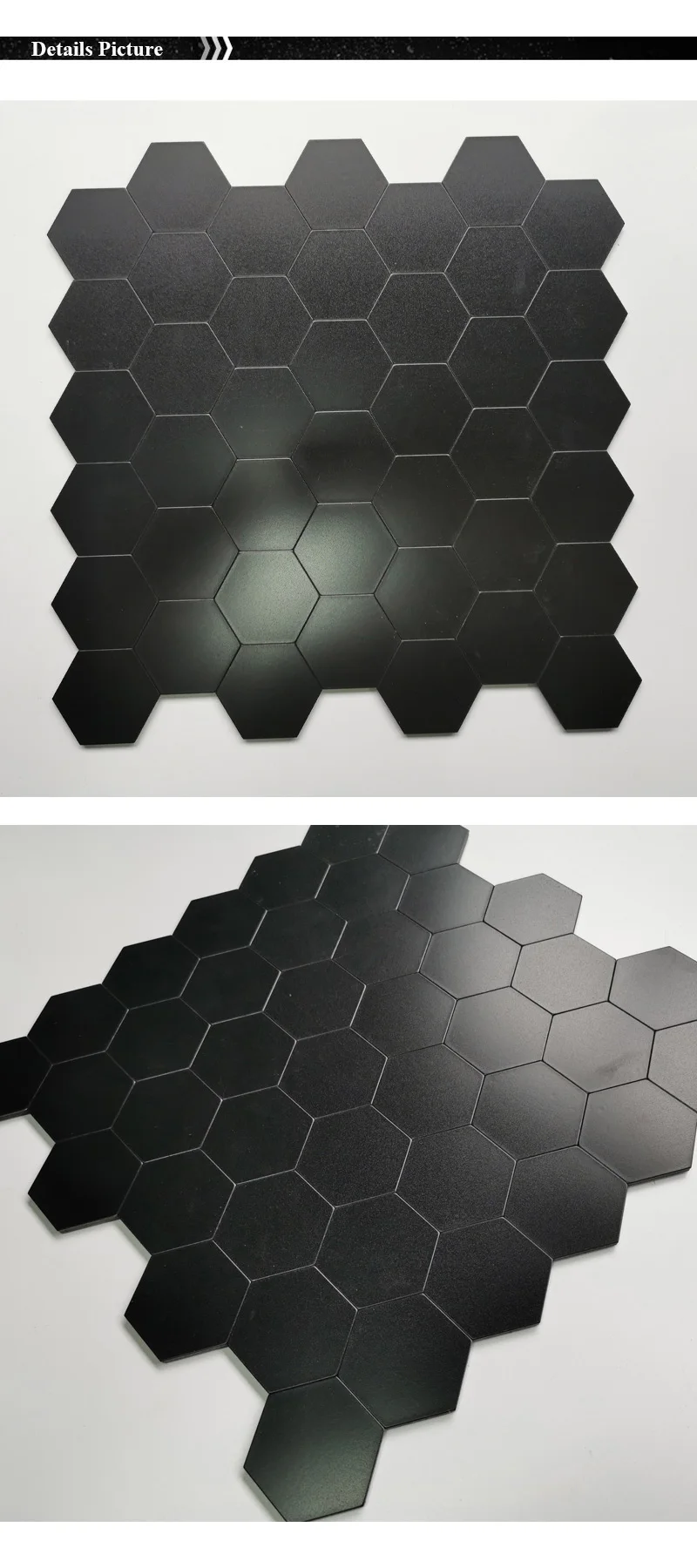 hot sale black hexagon aluminum self adhesive kitchen backsplash decor tile
