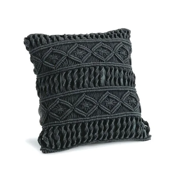 black macrame pillow