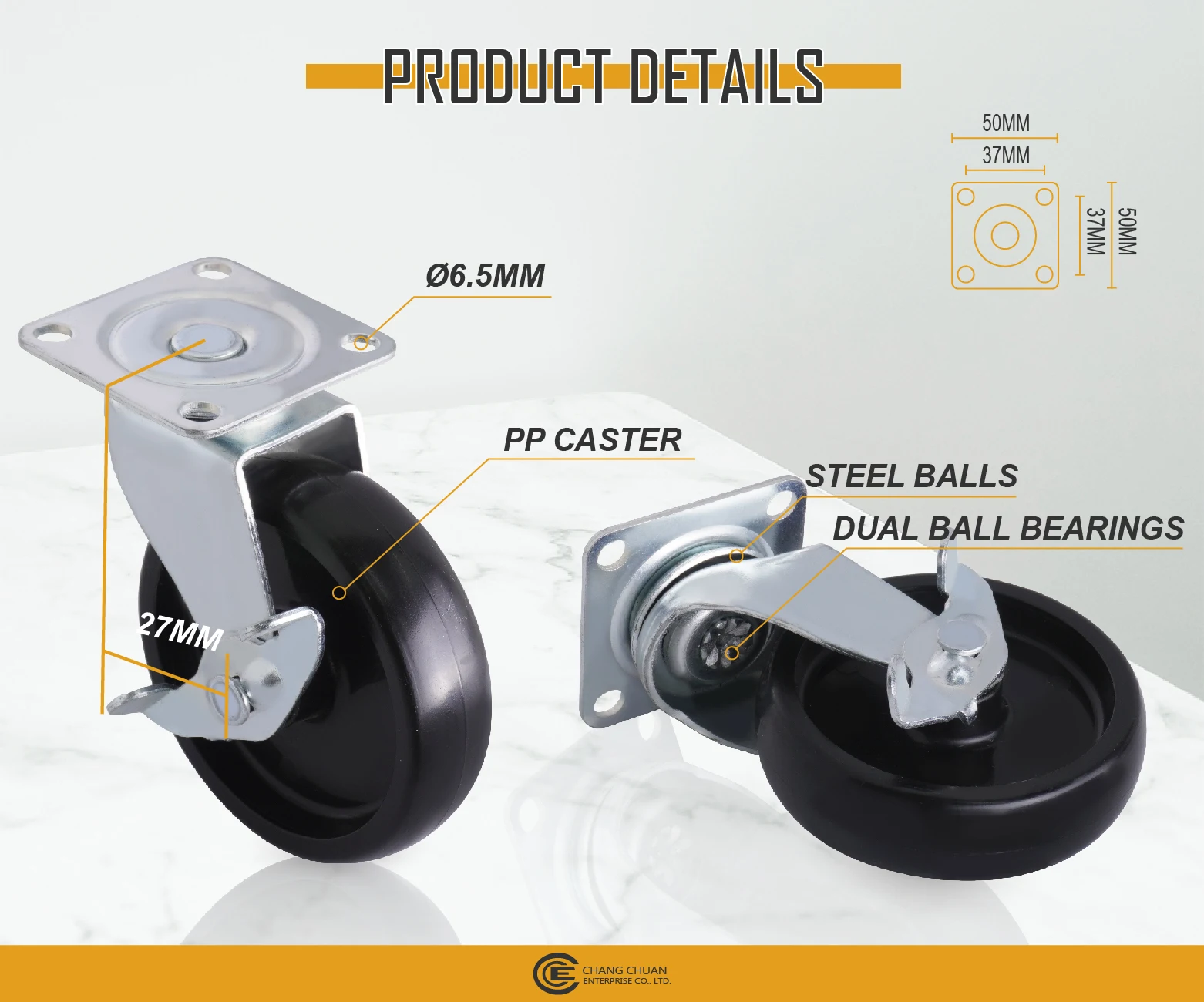 Cce Caster Small Locking Furniture Swivel Casters Pp 3 Inch With Wheels