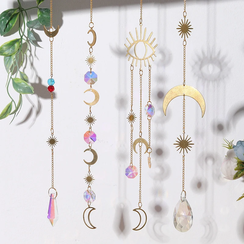大将 Moon Crystal Suncatcher Hanging Pendant Home Garden Decor Window Ornament 