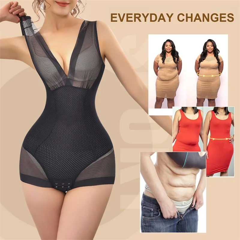 High Quality Plus Size Women Slim Tummy Tucker High Waist Trainer Shapewear Body Bodysuit Shaper With Bra