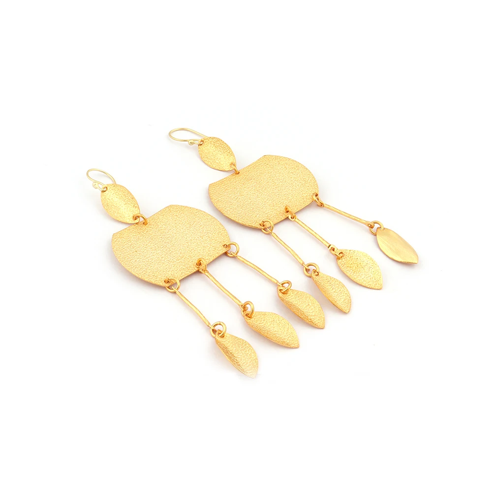 Gold Plated Spurious Design Brass Metal Hook Earring Jewelry Dangle ...