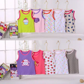 
 Летние футболки без рукавов с круглым вырезом для новорожденных, 100% хлопок, 5 шт./упаковка  