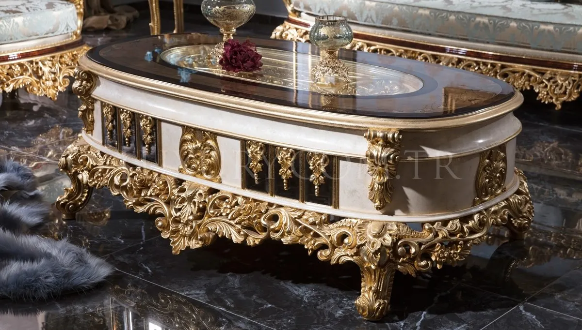 Мебель для гостиной Selena из массива дерева с резным и золотым