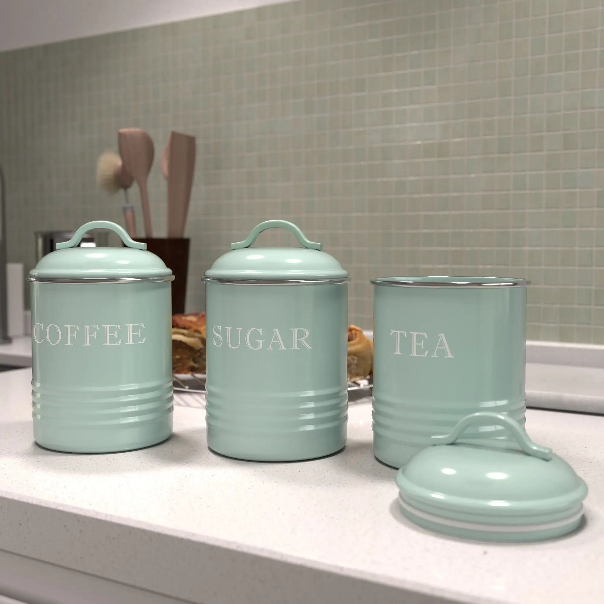 Kitchen Storage Canisters, Custom Tea Coffee Sugar