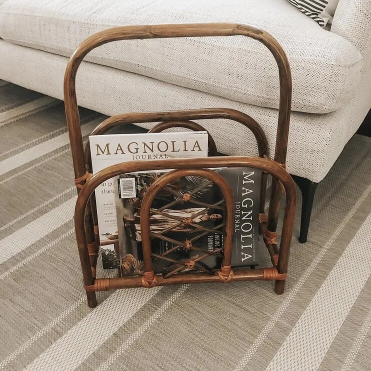 Оптовая ротанговая полочка металлический стеллаж для хранения из Вьетнама-Журнал держателей 2 отделения декора дома-SISU