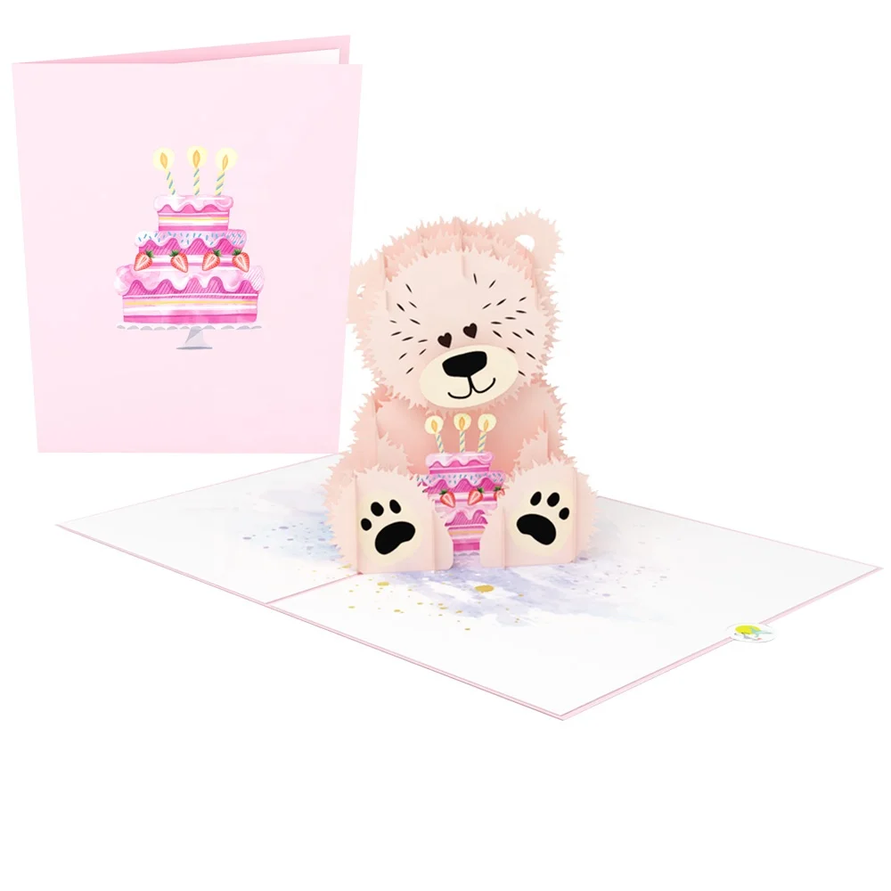 CUTPOPUP Get Well Soon Card Pop Up, Birthday 3D Greeting Card (Teddy Bear)