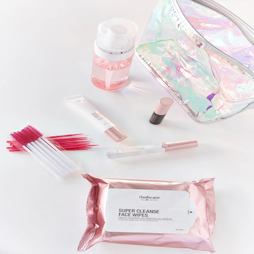Набор для страхования ресниц, уход за ресницами, натуральный макияж, пластиковый пакет, салфетки для лица, очищающая пена, тушь для ресниц, гель для глаз, консилер