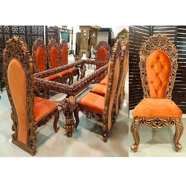 hand carved wooden dining chairs