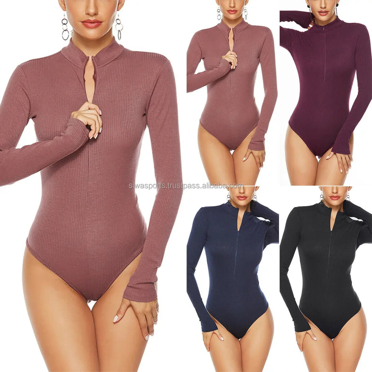 Double Layer Long Sleeve Black One Piece Women Bodysuit For Women Sexy
