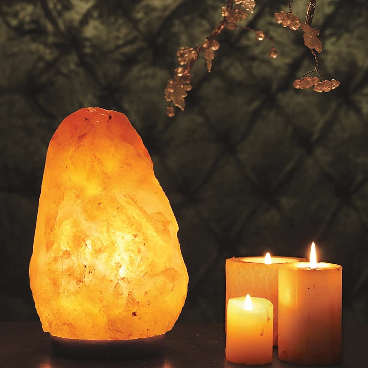 pink salt lamp with dimmer cord and bulb