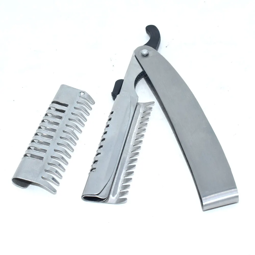 Cheap Price 100 Stainless Steel Single Blade Foldable Thinning Hair Barber Comb Razor Usage 