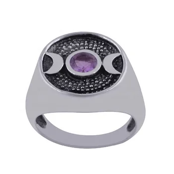 Wholesale Fashion Jewelry Ring Suppliers Oval Shape Faceted Gemstone Amethyst Silver Manufacturer High Quality S925 Mens Wedding