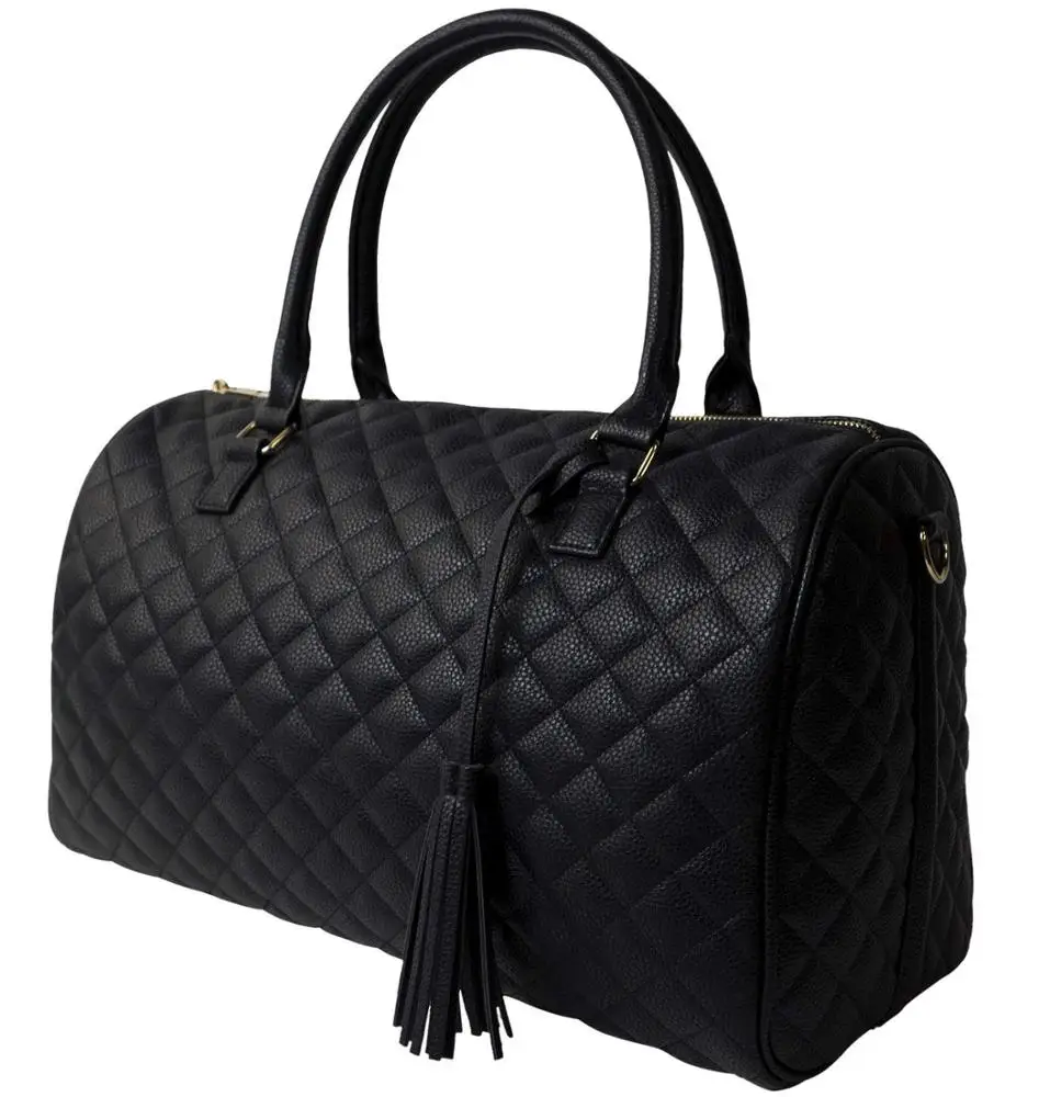 Womens Quilted Weekender Duffle Carry 