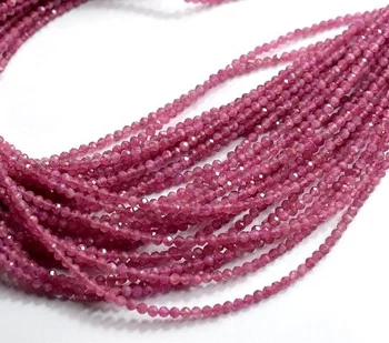 Natural pink color Round Shape Polished Faceted Tourmaline Loose Gemstone beads Making Jewelry Necklace Wholesale Price