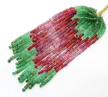 Natural Zambian Emerald Ruby Sapphire Shaded Smooth Roundel Shape 2.5MM Approx Beads 3 Inch Top Quality
